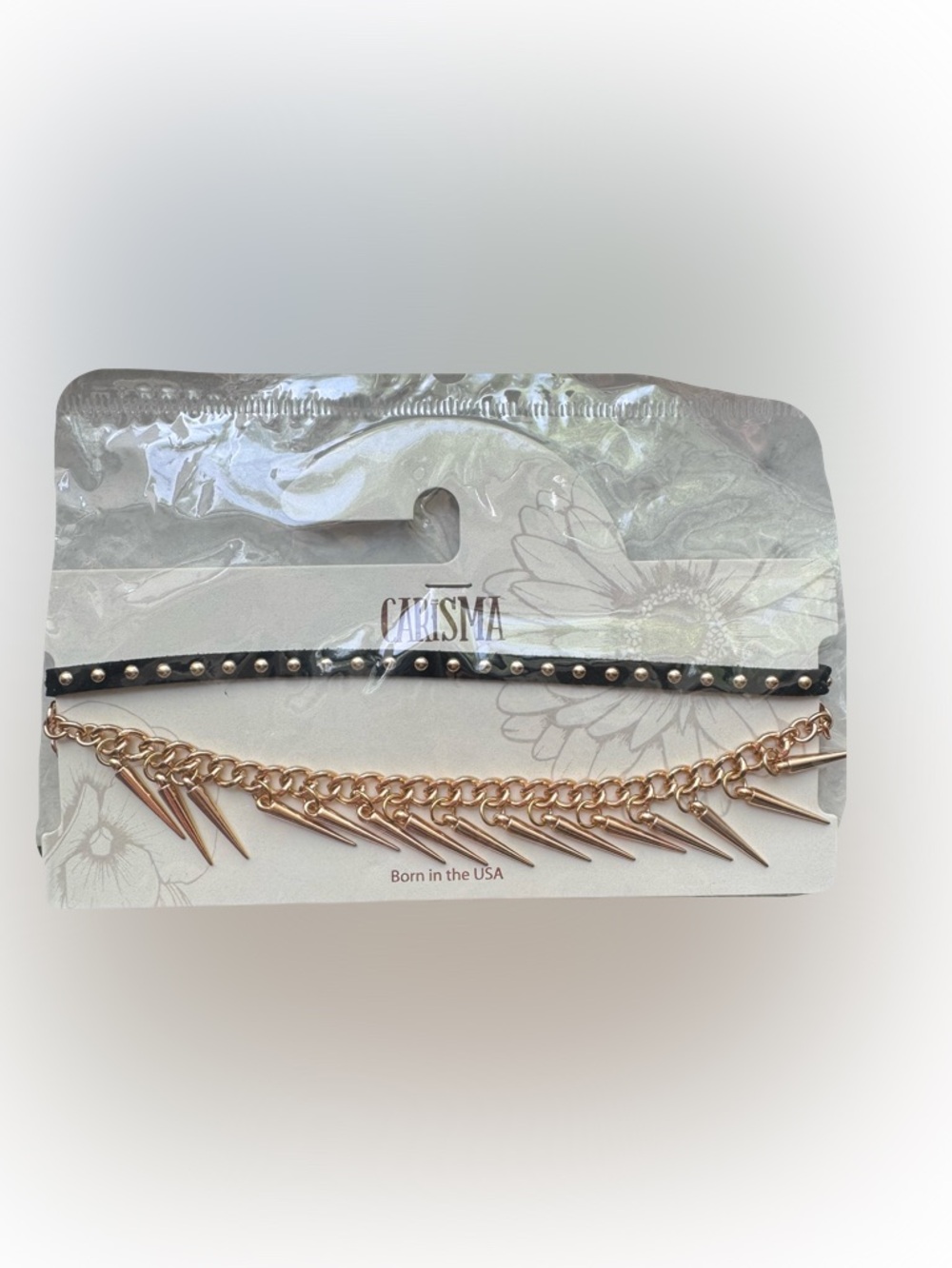Charisma Black and Gold Spike Layered Choker Set